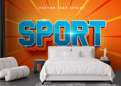 Sport 3d editable vector text effect, with blue and orange color theme. Wall mural