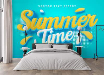 Summer time editable text style effect. Vector text effect, with summer season event. Wall mural