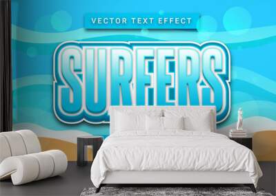 Surfers editable text effect with summer beach theme Wall mural