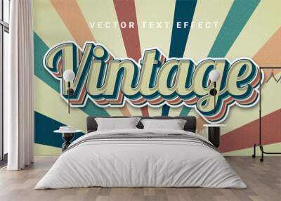 Vintage 3D text effect. Editable text style effect with colorful theme. Wall mural