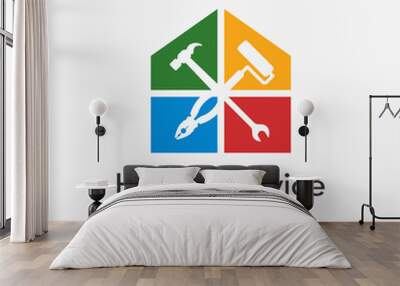 Home service tools logo design Wall mural