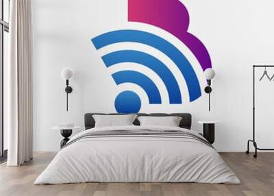 Letter B wireless logo design Wall mural