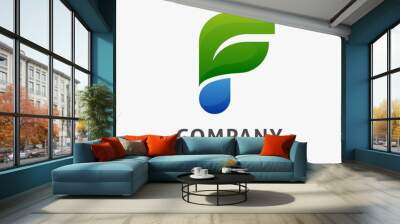 Letter F leaf logo design Wall mural