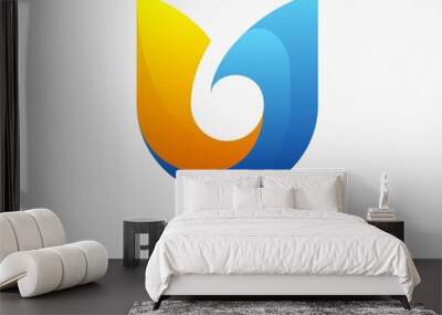 Letter U unique logo design Wall mural