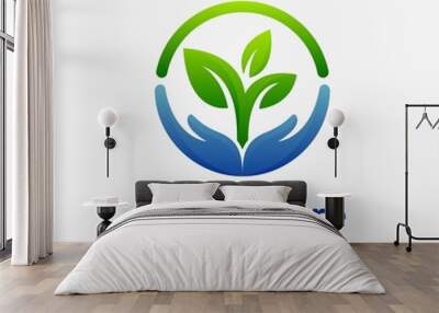 Nature care logo design Wall mural