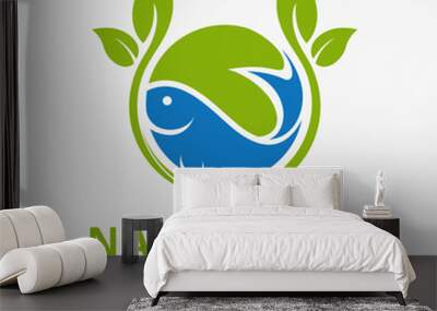 Nature fish logo design Wall mural