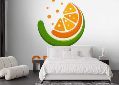 Orange fruit logo design Wall mural