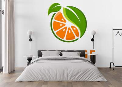 Orange fruit logo design Wall mural