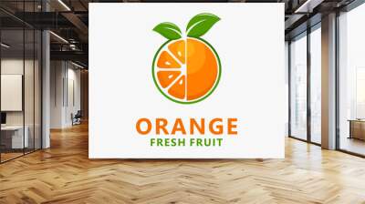 Orange fruit logo design Wall mural