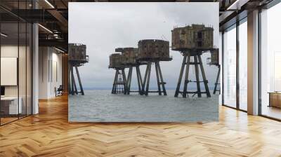 Abandoned Red Sands Forts, a Second World War UK defense installation in the Thames Estuary Wall mural