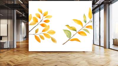 Autumn leaves, watercolor clipart illustration with isolated background. Wall mural