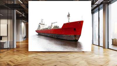 photo of a tanker ship isolated on white background. Wall mural