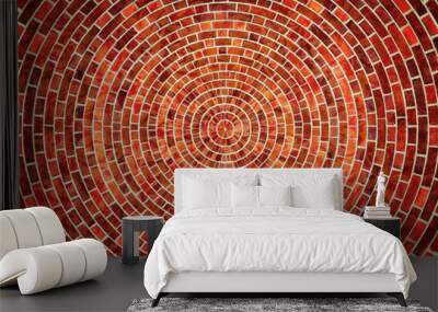 Radial red brick wall texture pattern. Wall mural