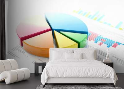 Colorful pie chart on finance data background Wall mural