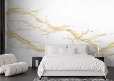 Dynamic golden lightning bolt on transparent background, perfect for energy, power Wall mural