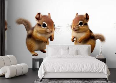 Set of baby cute squirrel isolated on transparent or white background Wall mural