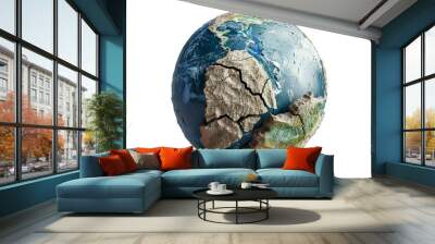 The earth s crust shifts, causing a powerful earthquake on isolated with transparent concept Wall mural