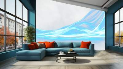 Visual of blue light waves flowing through, mesmerizing abstract effect, cutout, png Wall mural