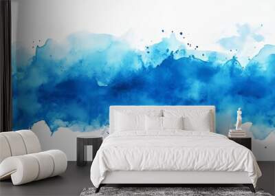 A gentle abstract watercolor pattern in shades of blue, with a paper texture that adds depth and organic character. Wall mural