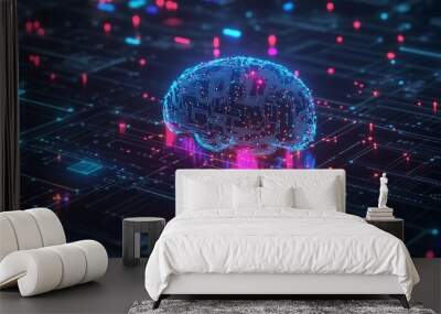 human brain in colorful design Wall mural