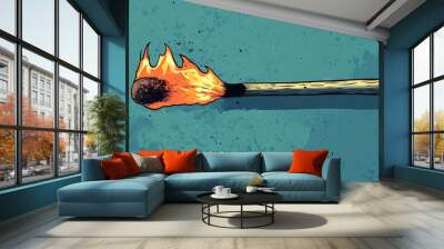 cartoon burnt match  Wall mural