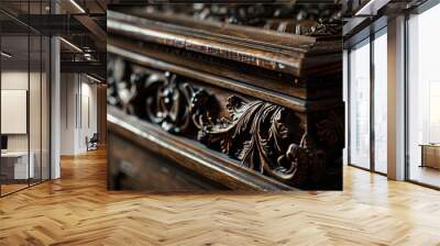 Intricate Wood Carvings, Jewelry Box, Antique Furniture, Craftsmanship Details Wall mural