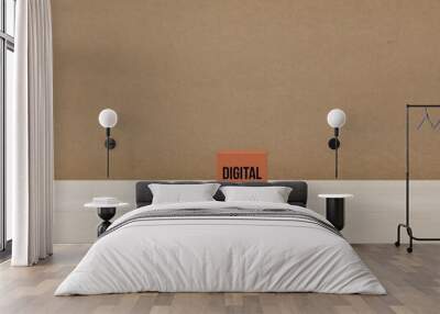 wooden cube with the words Digital Ecosystem Wall mural