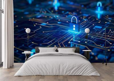 A background representing online information protection and cybersecurity Wall mural