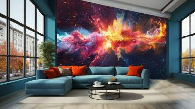 A colorful explosion on a dark space-themed background Wall mural