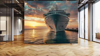 cruise ship's nose next to the pier Wall mural