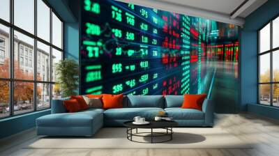 Display view of stock market quotes in China Wall mural