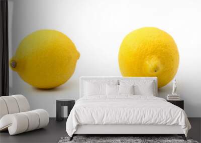 four lemons from different angles view white background Wall mural