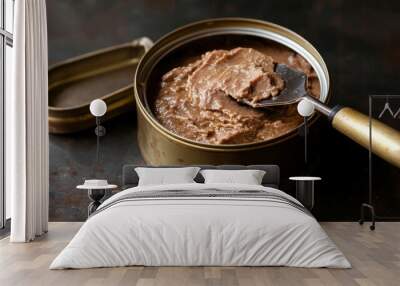 meat pate and opener in a can. opened the chicken liver pate-filled tin can. Wall mural