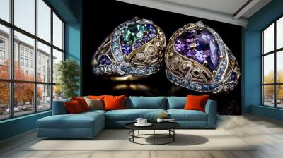 pictures of jewelry that have been edited for online and media sales. expert image editing for the internet of pictures with precious rings Wall mural