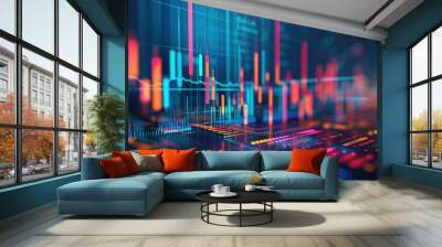 Stock market investment trading graph growth.Investment finance chart,stock market business and exchange financial growth graph. Wall mural