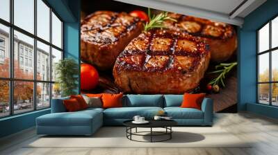 succulent steak cooked and ready to enjoy by itself or with others Wall mural