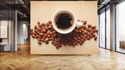 cup of coffee with beans Wall mural