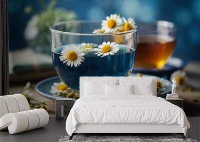 cup of tea with flowers Wall mural