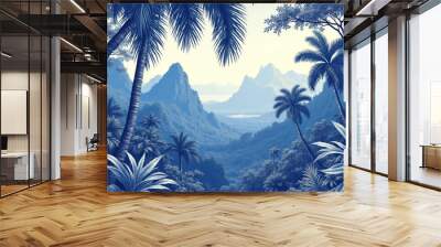 sunset in the mountains Wall mural