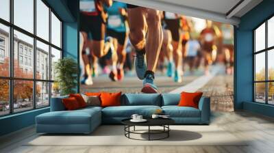 group of marathon runners, sport and activity background or banner poster Wall mural