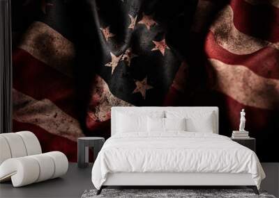 Grunge american flag background with dirt and blood Wall mural