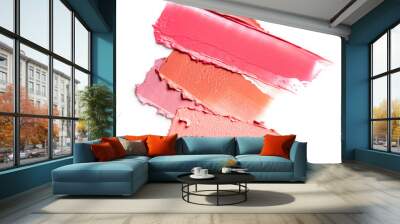 smudged lipsticks isolated on white background Wall mural