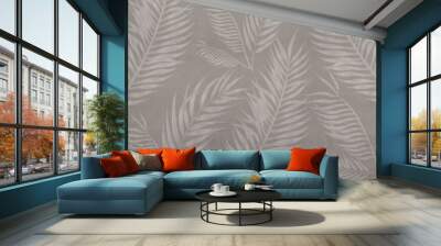 Seamless watercolor illustration of tropical leaves, dense jungle. Photo wallpaper design with tropical trees and leaves on background - 3D illustration.Interior print wallpaper. Hand painted. Wall mural