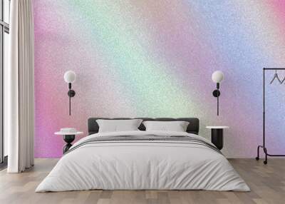 Holographic texture, iridescent holo background, abstract colorful holographic glossy foil texture for editing, masking and decoration , pastel holo gradient, tender rainbow background with lines Wall mural