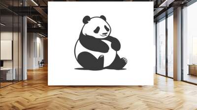 A Sitting Panda Bear in Black and White Wall mural