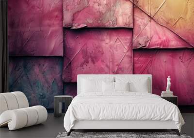 Abstract Colorful Overlapping Grunge Textured Background Wall mural