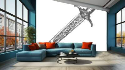 ancient dagger weapon with old engraving style Wall mural