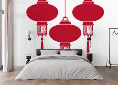 asian chinese traditional lantern red color only Wall mural