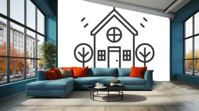 Church Building with Cross and Surrounding Trees Wall mural