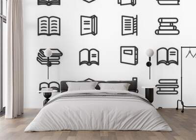 minimalist line art icon book collection set logo symbol Wall mural